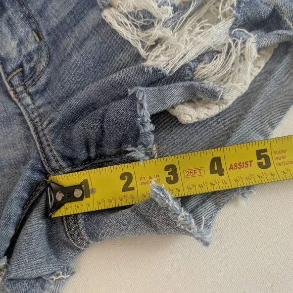American Eagle Hi Rise Shortie Shorts 0 Distressed Next Level Stretch Women Lace - Picture 12 of 16